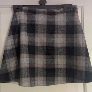 Plaid Wool Blend Mini Skirt